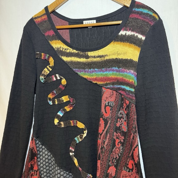 Women's M Boho Tunic Dress Whimsygoth Abstract Print  Sleeve Artsy Festival - Picture 7 of 13